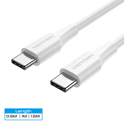 VENTION USB 2.0 C Male to C Male 3A Cable (White) [TAXWD] [TAXWF] [TAXWG]