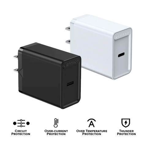 VENTION 1-port USB-C Wall Charger (20W) US - Plug [FADB0] [FADW0]