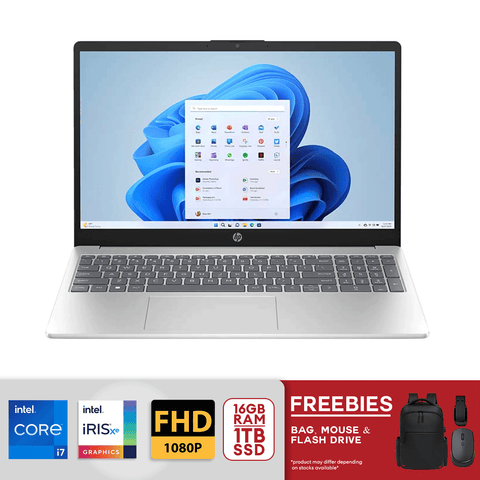 HP 15.6" FHD Laptop i7-1355U Intel Iris Xe Graphics 16GB/1TB SSD Win11 - Natural Silver (15-fd0182wm)