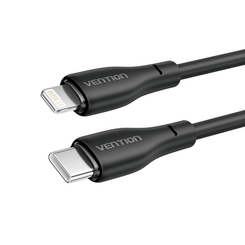 VENTION USB 2.0 C Male to Lightning Male 3A Cable 1M (Black) TPE Type [H28BF]