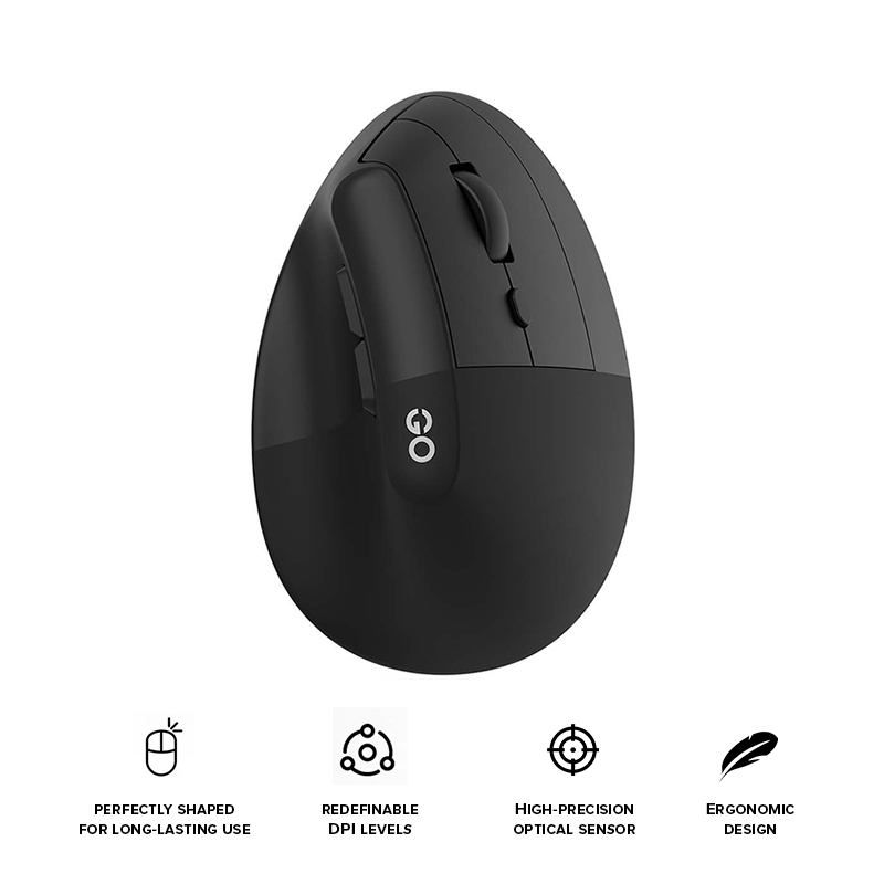 Fantech W195 Go Comfy Vertical Ergonomic Wireless Mouse Black