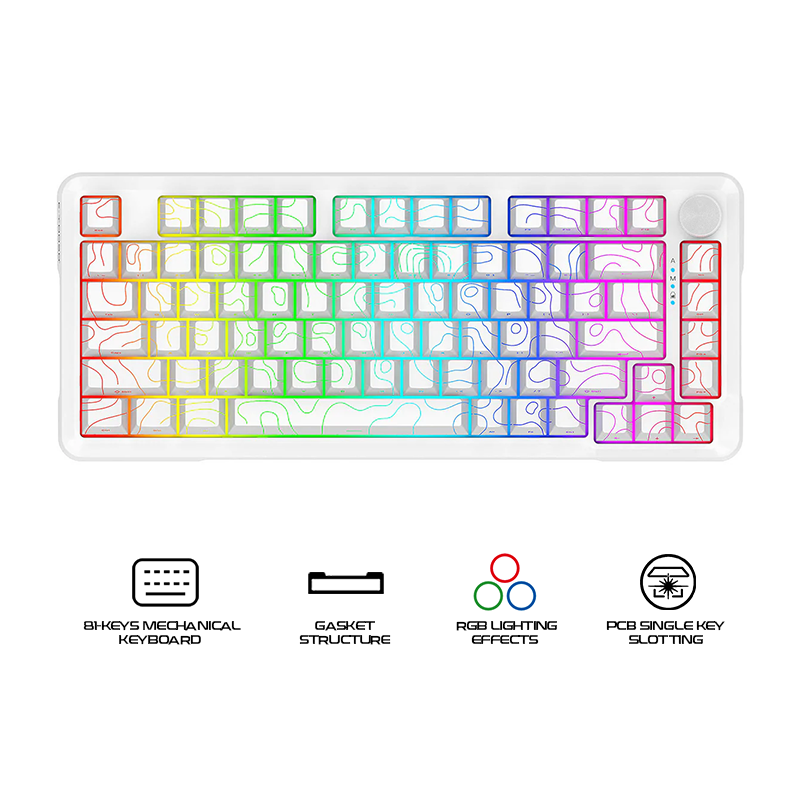 E-Yooso Z-82 Tri-Mode RGB 81Keys Mechanical Keyboard White (Silverwood Switch)
