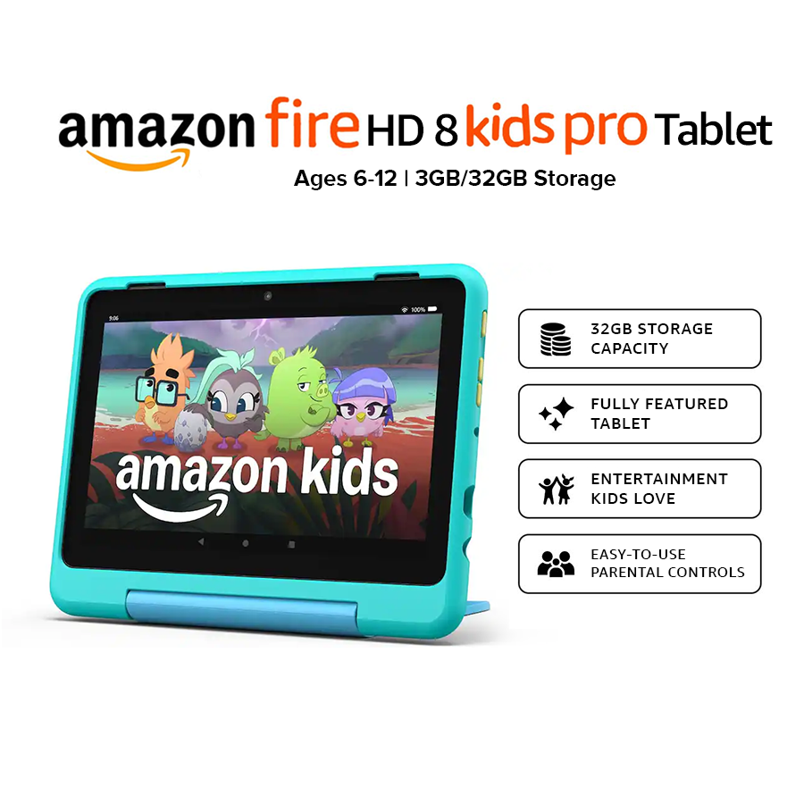 Amazon Fire HD 8 Kids Pro Tablet, Ages 6-12 | 3GB/32GB Storage - Discovery
