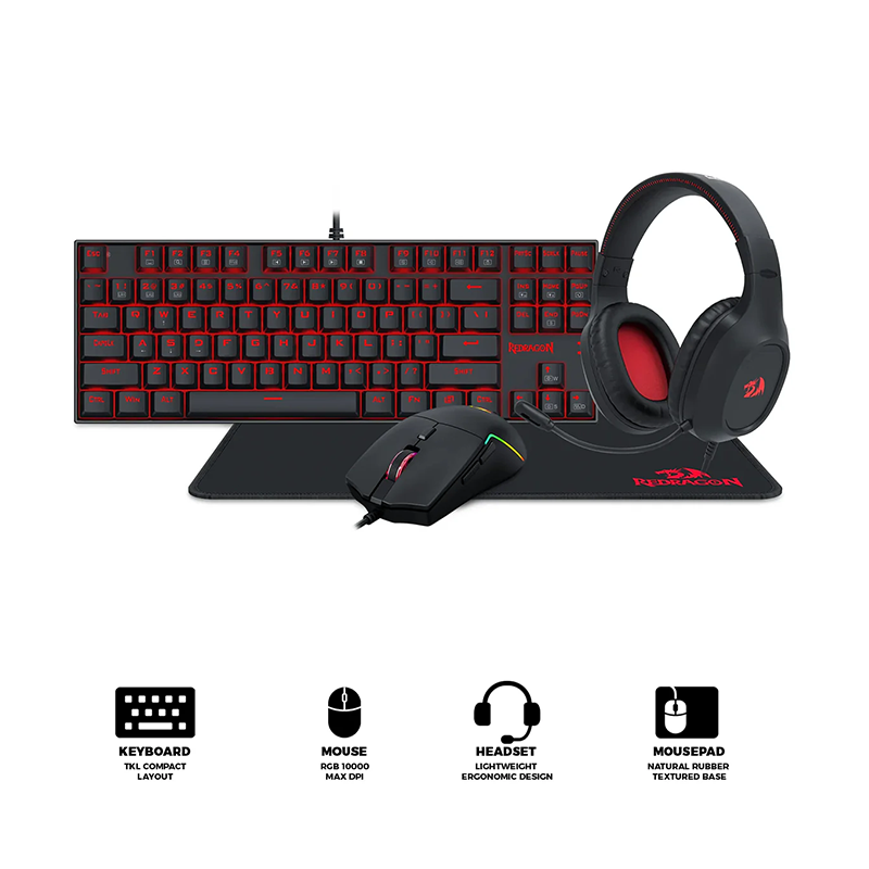 Redragon K552 4in1 Wired Gaming Combo Black (K552-BB-3)