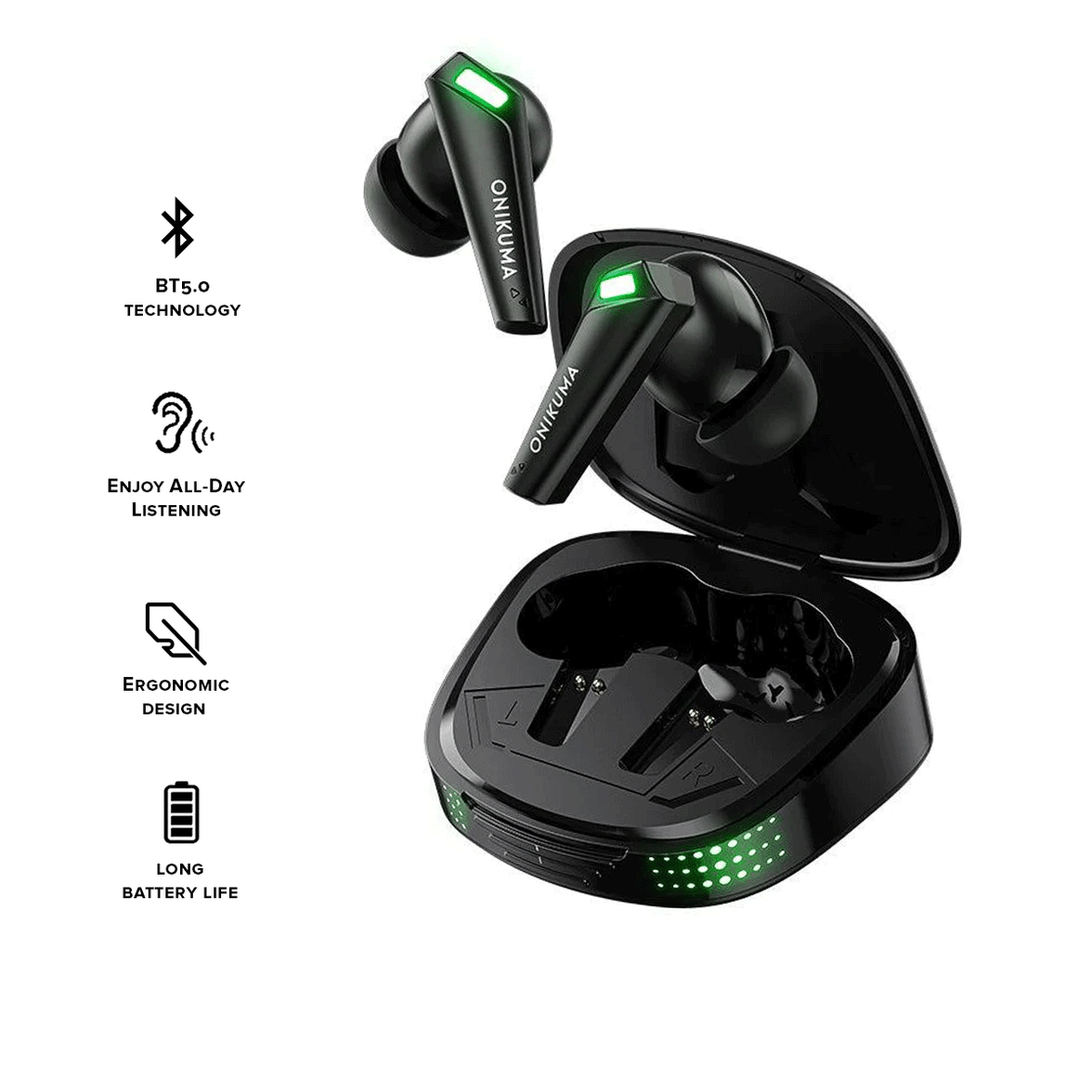 Onikuma T308 Wireless Earphone Black