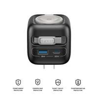 HAVIT GaN Wall Charger with retractable USB Cable & Watch Charger Black Gray UC250 A-US