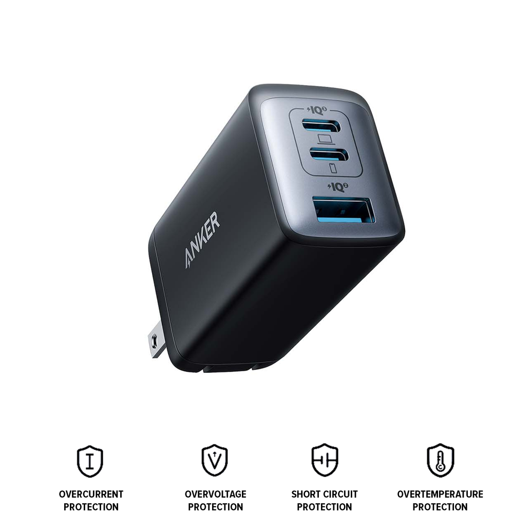 Anker USB C Charger, 735 Charger (Nano II 65W), PPS 3-Port Fast Compact Foldable Wall Charger for Galaxy S20, Dell XPS 13, Note