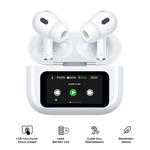 WEKOME Liton Series ANC+ENC Wireless Earbuds with smart Color Screen (White) WS-26