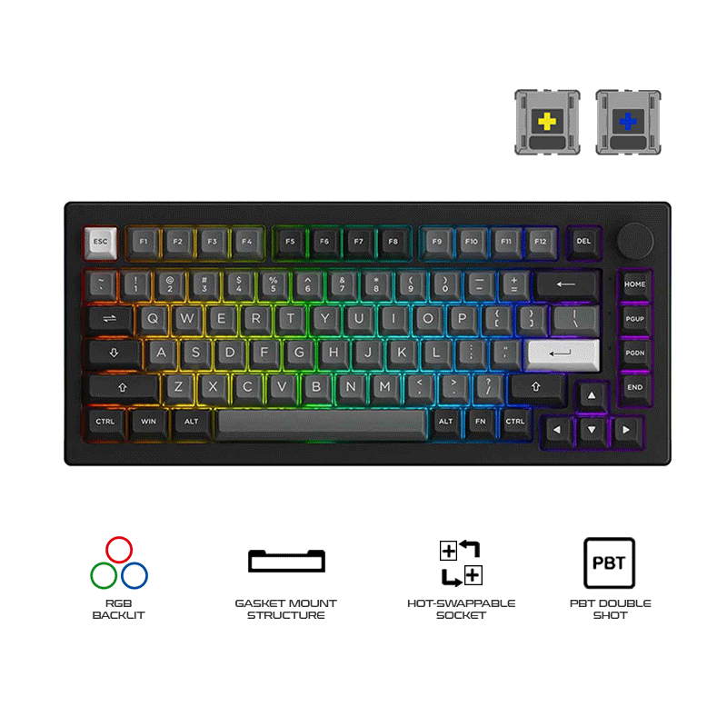 Akko Black & Silver 5075B Plus Multi-Modes Hot-Swappable Mechanical Keyboard
