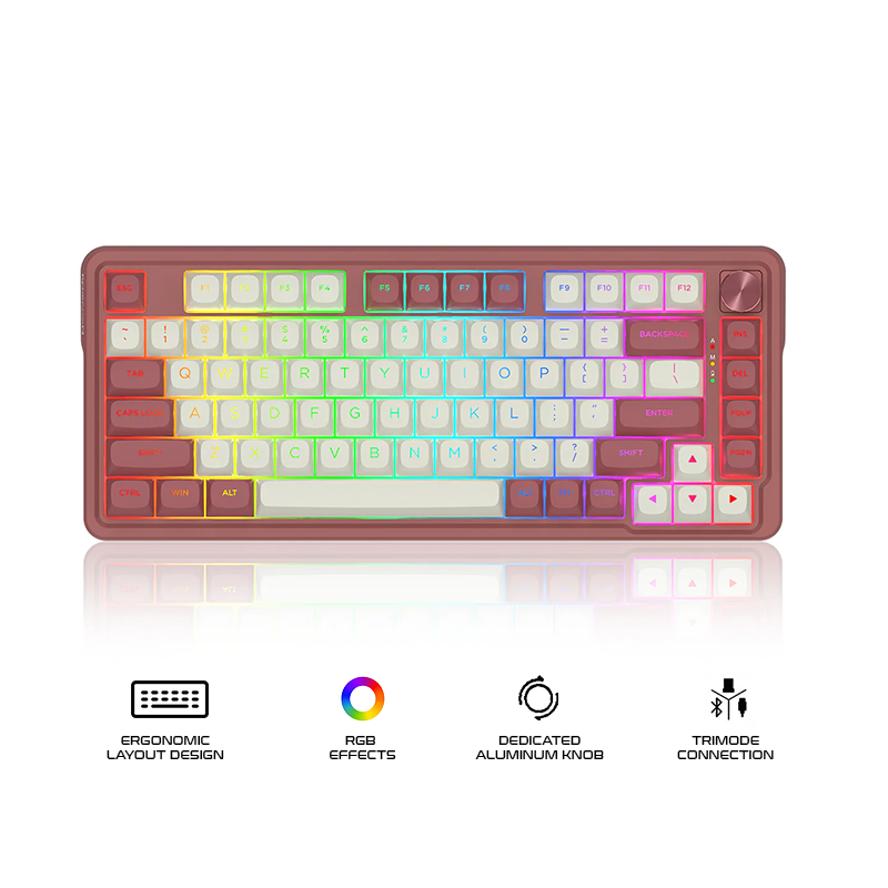 Redragon Ucal Max Tri-Mode Gaming Keyboard White-Red (K673WR RGB)
