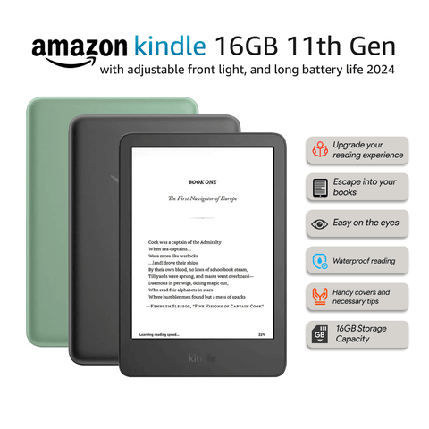 Amazon Kindle 16GB 11th Gen - Lightest and most compact Kindle, with adjustable front light, and long battery life 2024