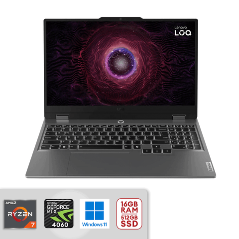 Lenovo LOQ 15.6" Gaming Laptop FHD AMD Ryzen 7-7435hs 16GB/512gb SSD with NVIDIA Geforce RTX 4060 8GB Win11 - Luna Grey