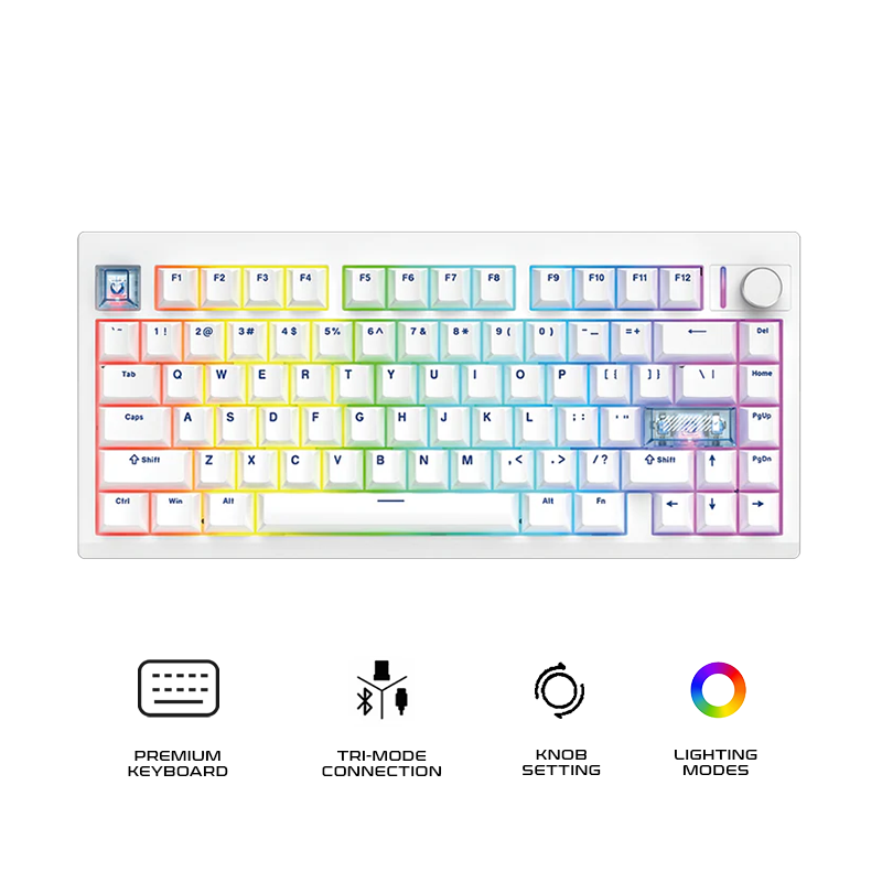 Fantech MK921 MAXFIT8 Tri-Mode Gaming Keyboard Black White Switch