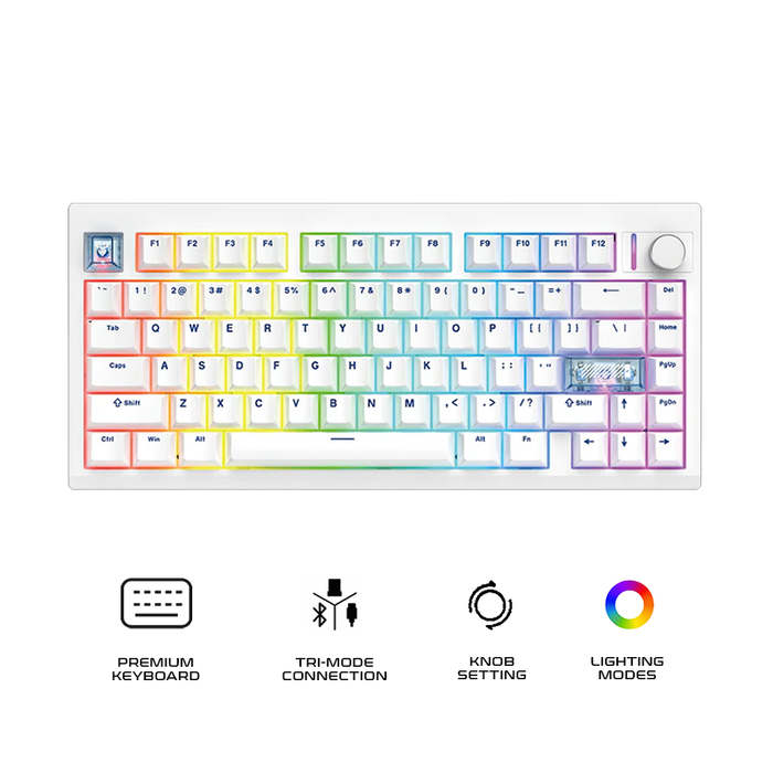 Fantech MK921 MAXFIT8 Tri-Mode Gaming Keyboard Black White Switch