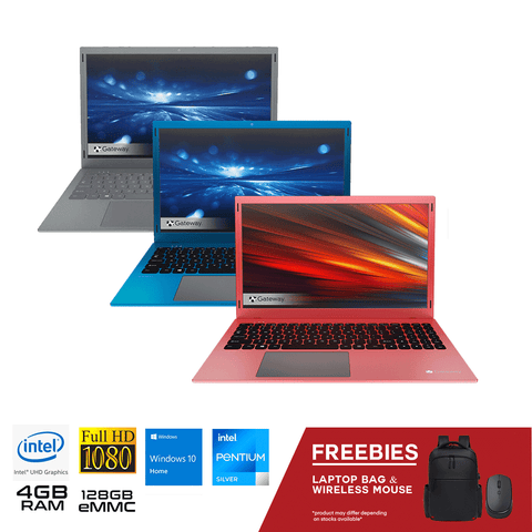 Gateway 15.6 Intel Pentium N5030 4GB + 128GB eMMC FHD Ultra Slim Notebook GWTN156-11  Windows 10