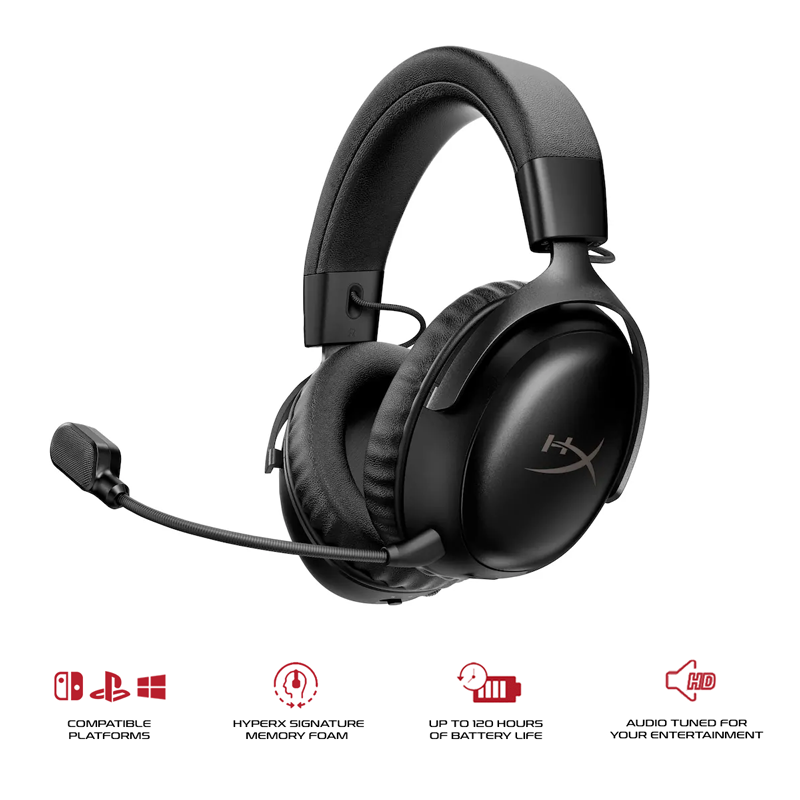 HyperX Cloud III S Wireless Gaming Headset for PC/PS5/PS4/N-Switch/Mobile Black (A59YZAA)