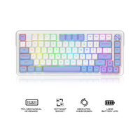 Redragon K673WBP RGB Ucal Max 81-Key 75% Gasket-Mounted Hot-Swappable Wireless Mechanical Keyboard with Knob (Moonrise Violet)