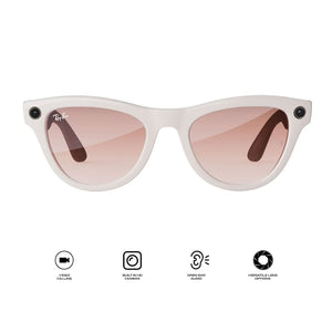 Ray-Ban Meta Skyler Smart Glasses w/ Meta Ai Pink Lense / Shiny Chalk Gray