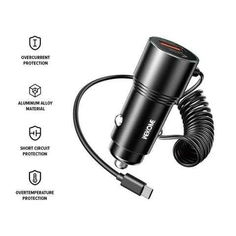 WEKOME Fast Charging Car Charger 66W Cabled - WP-C51