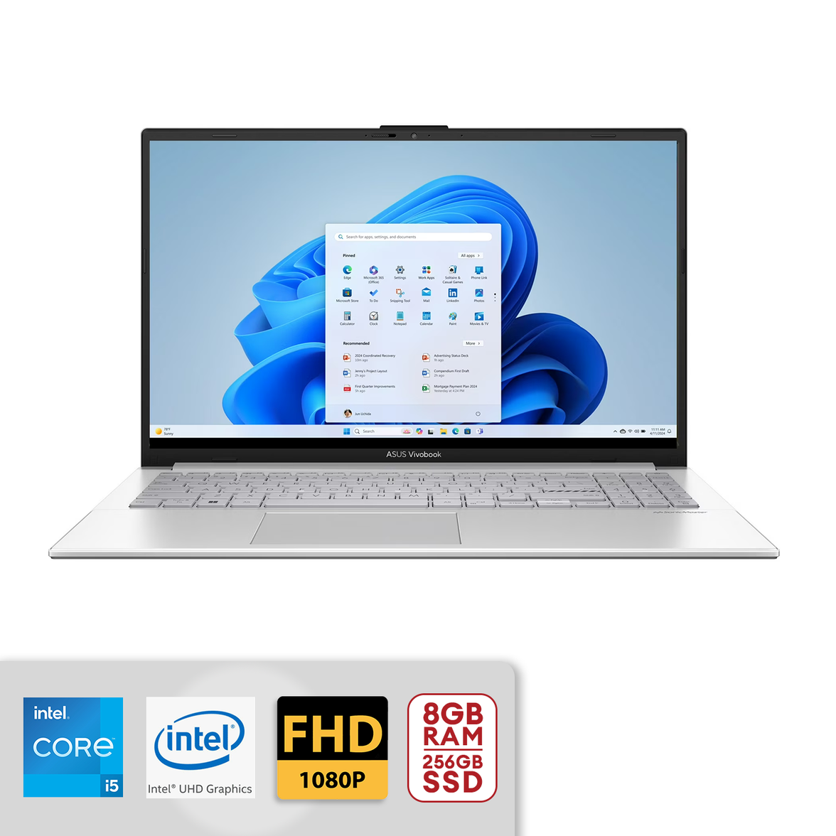 Asus Vivobook Go 15.6” FHD intel Core i3-N305 8GB RAM / 256GB SSD Intel UHD Graphics Win 11 Home Cool Silver 15 E1504GA-WS35