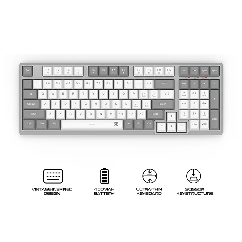 Redragon Scissor Wireless Office Keyboard White-Gray (BK-7114WG)