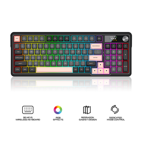 Redragon Galatin Pro w/ LCD Screen Grey+Black+Pink (K719GBP-RGB-PRO)