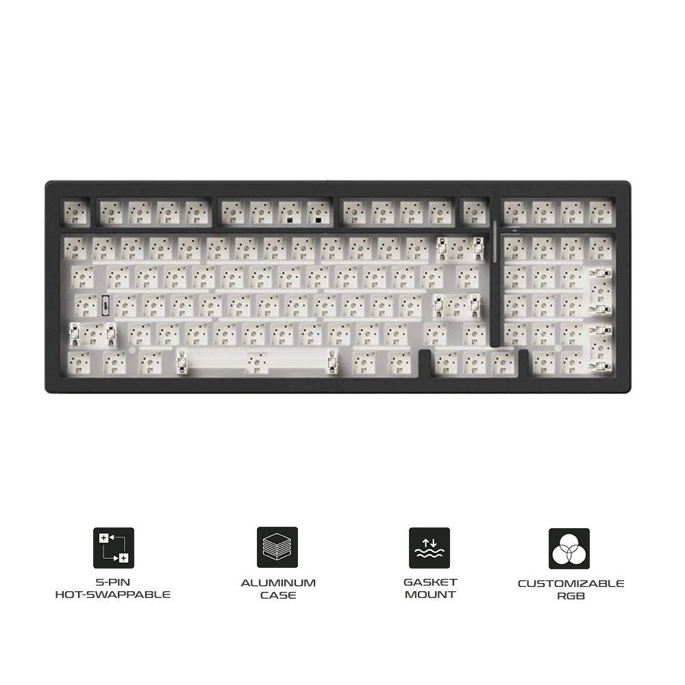 MonsGeek M2 V5 VIA Barebone Custom Kit Aluminum Case Multi-Mode RGB Hot-Swappable Mechanical Keyboard (Dark Night)