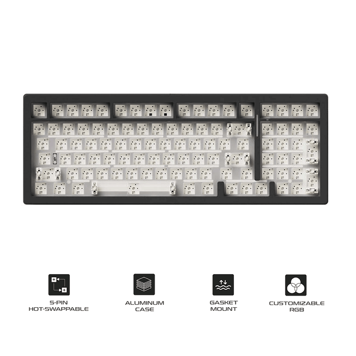 MonsGeek M2 V5 VIA Barebone Custom Kit Aluminum Case Multi-Mode RGB Hot-Swappable Mechanical Keyboard (Dark Night)