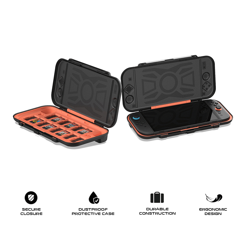Dobe Game + Console Storage Case for Nintendo Switch 2 Black-Orange TNS-51112