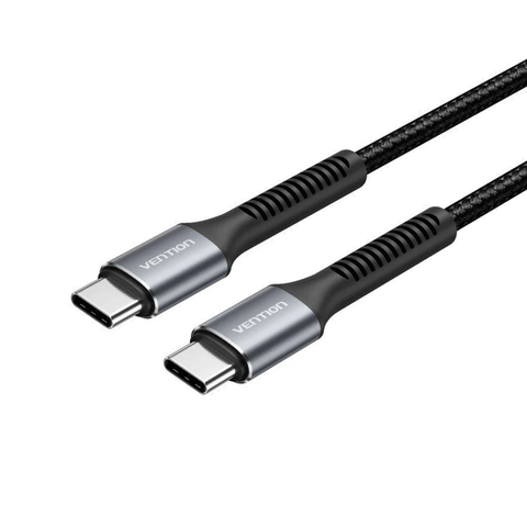 VENTION COTTON Braided USB 2.0 C Male to C Male 3A Cable 1M (Black) Aluminum Alloy Type [H15BF]