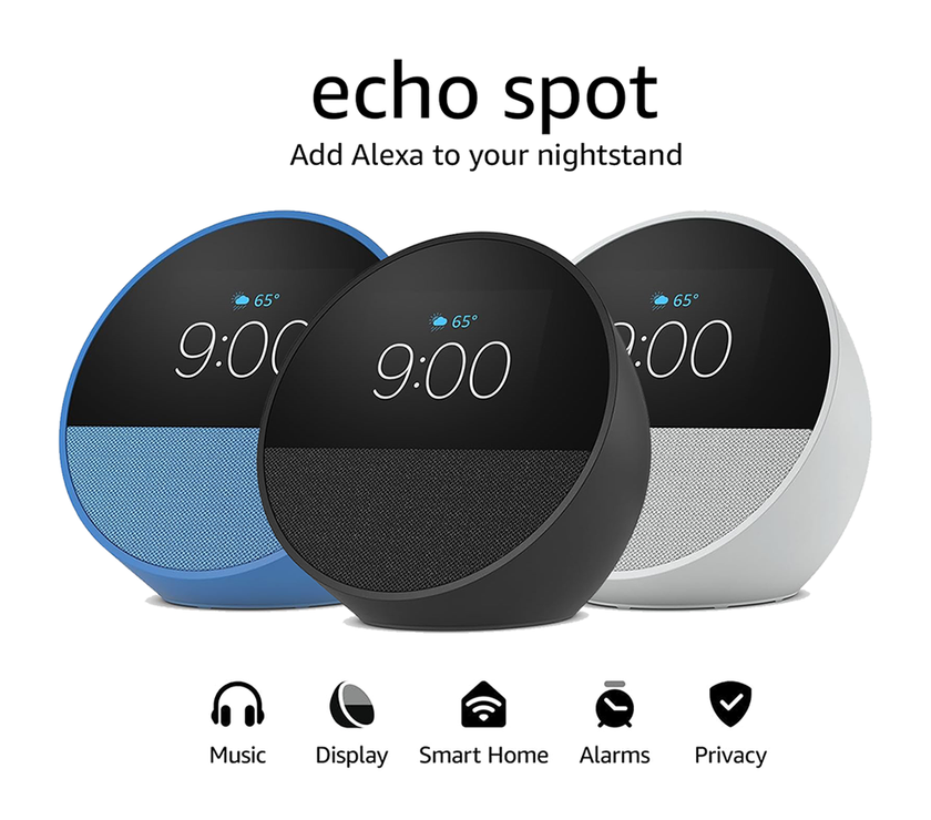 Amazon Echo Spot (2024 release), Smart alarm clock with vibrant sound