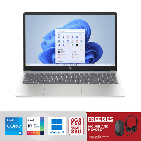 HP 15.6" FHD Laptop i5-1235U Intel Iris Xe Graphics 8GGB/256GB SSD Win11-Silver (15-fd0095wm)