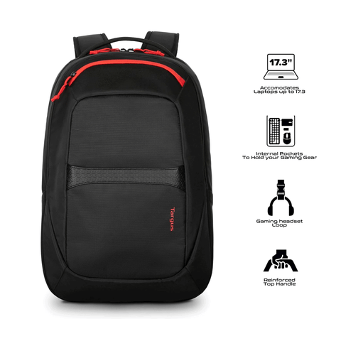 Targus TBB639GL 17.3” Strike 2 Gaming Backpack [Black/Red]