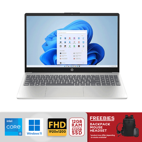 HP 15.6" FHD IPS Notebook Intel Core i5-1334U 12GB DDR4 RAM 512GB SSD Intel Iris Xe Graphics 15-fd0684nr Win11 Natural Silver