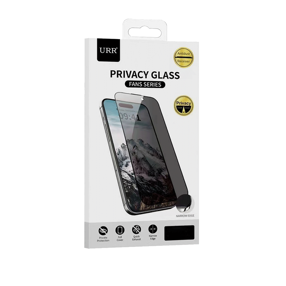 URR FAN Series Premium Privacy Tempered Glass for iPhone 16 | 15 | 14 Pro | 16+ | 15+ | 14 Pro Max | 16 Pro | 16 Pro Max