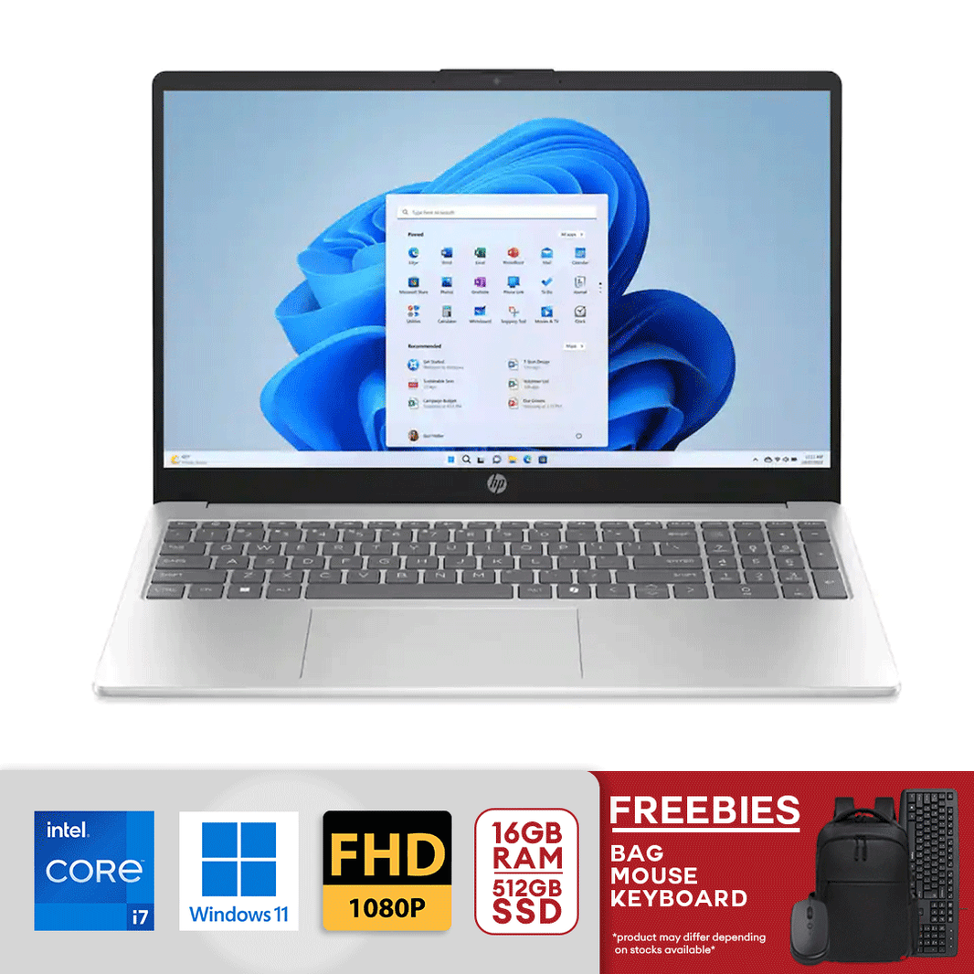 HP 15.6" FHD Touchscreen Intel Core 7-150U 16GB RAM / 512GB SSD Intel Graphics Win 11 Natural Silver 15-fd0127dx