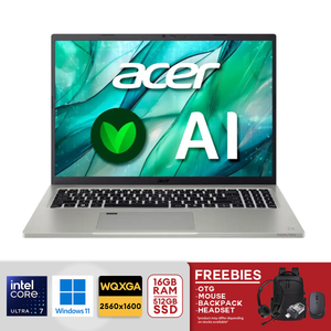 Acer - Aspire Vero 16 AV16-51P-7063 16" WQXGA Eco-Friendly Intel Core Ultra 7-155U 16GB LPDDR5X 512GB PCIe Gen 4 SSD - Cobbles Stone Gray