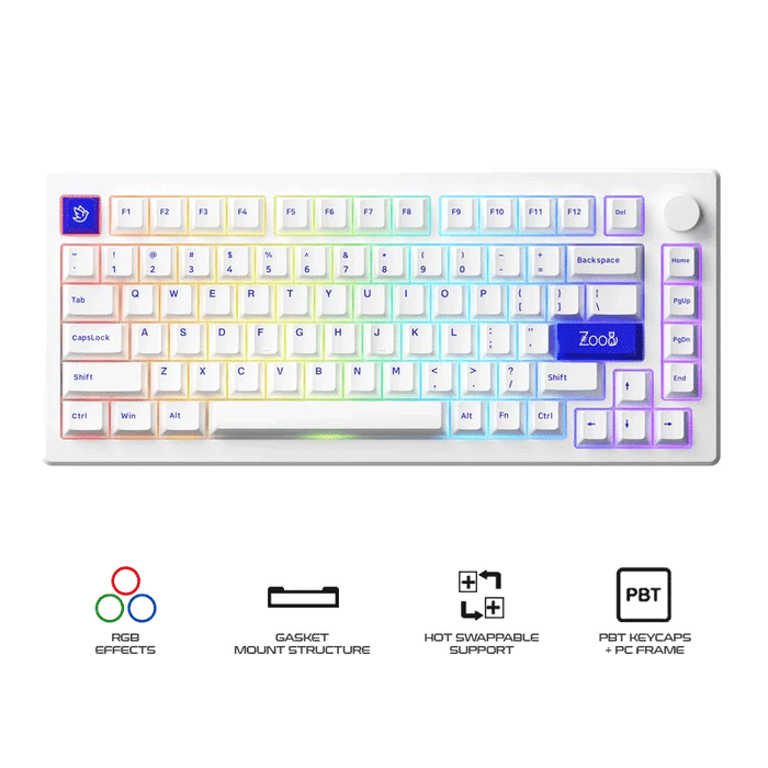 Akko MOD 007B PC Blue White Multi-Modes Hot-Swappable Mechanical Keyboard (Akko V3 Piano Pro Switch)