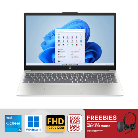 HP 15.6" FHD IPS Notebook Intel Core i5-1334U 12GB DDR4 RAM 512GB SSD Intel Iris Xe Graphics 15-fd0684nr Win11 Natural Silver