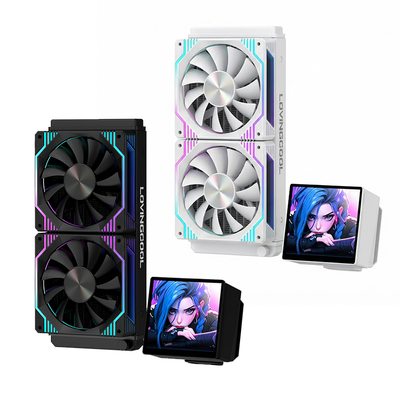 Lovingcool DP-B240-01 DP-W240-01 360mm ARGB AIO Liquid CPU Cooler with LCD Screen