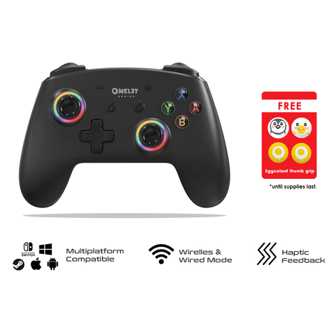 Omelet Gaming Switch Pro+ Wireless Controller [Black] with free eggcelent thumb grip