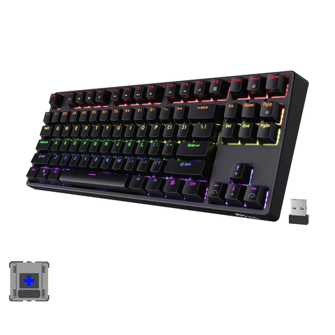 Royal Kludge RK87 Tri Mode RGB 87 Keys Hot Swappable Mechanical Keyboard [Black] [Blue Switch]
