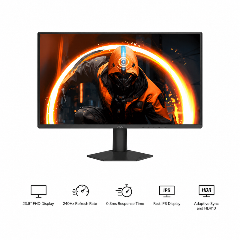 AOC 24G50Z 23.8" FHD (1920x1080) 240Hz / 260Hz OC 1ms GTG / 0.3ms MPRT Fast IPS Gaming Monitor with Tilt Adjustment