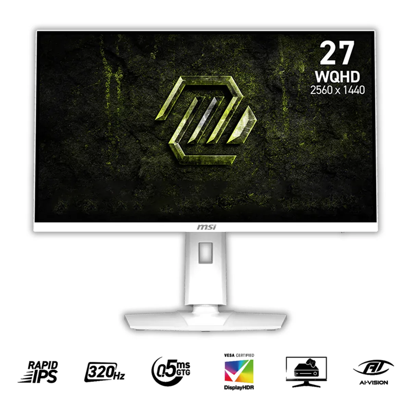 MSI MAG 274QRFW X32 27 WQHD (2560x1440) 320Hz 0.5ms GTG Rapid IPS Gaming Monitor with Tilt Height Swivel & Pivot Adjustment (White)