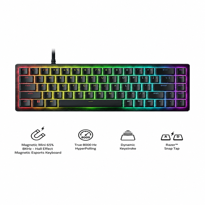 Razer Huntsman V3 HE Magnetic Mini 65% 8KHz - Hall Effect Magnetic Esports Keyboard - US Layout - FRML