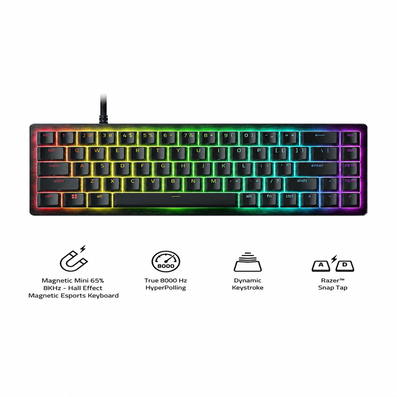 Razer Huntsman V3 HE Magnetic Mini 65% 8KHz - Hall Effect Magnetic Esports Keyboard - US Layout - FRML
