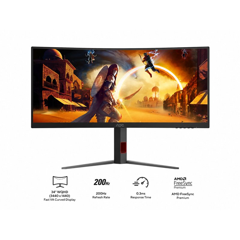 AOC CU34G4H/71 34" WQHD (3440x1440) 200Hz 0.3ms AdaptiveSync Fast VA Gaming Monitor