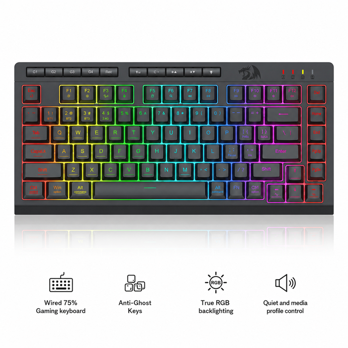 Redragon Crescent Pro Mechanical Wireless Keyboard Black (K524RGB-PRO)