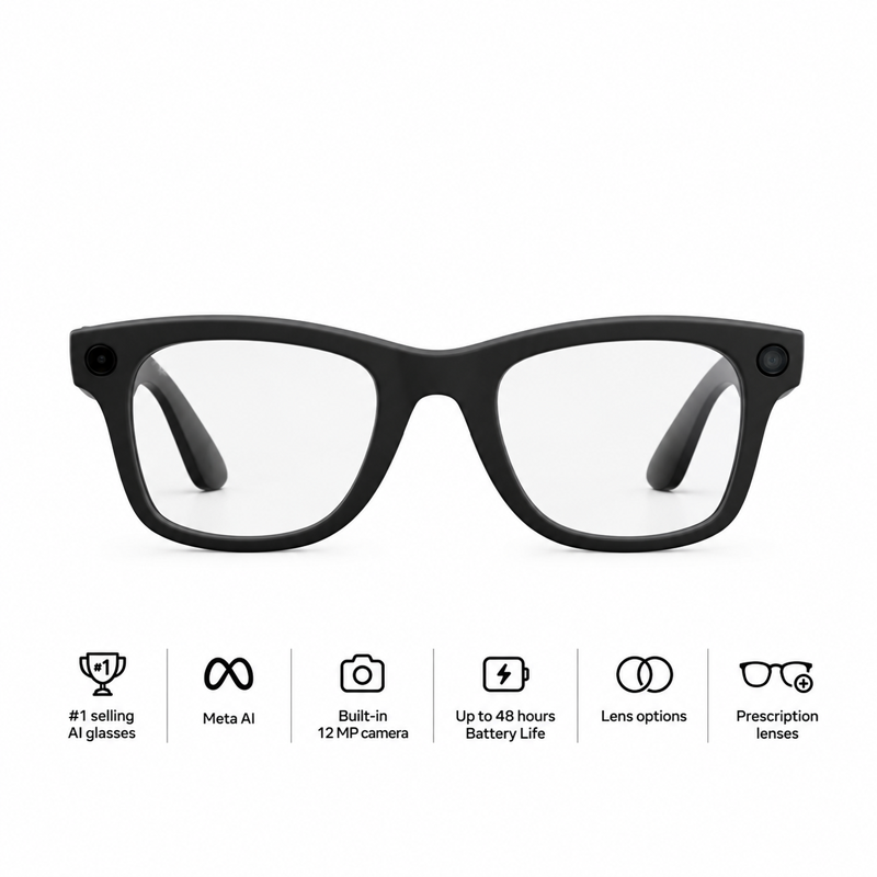 Ray-Ban Meta Wayfarer (Gen 2) Clear lenses Matte Black