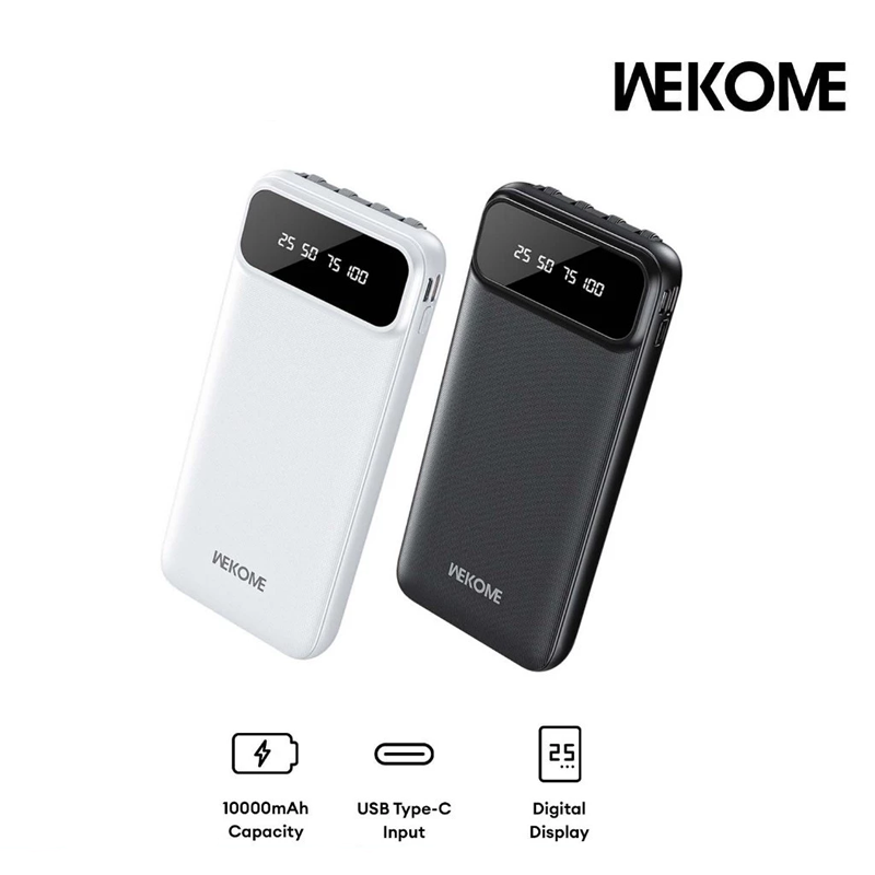 Wekome WP-102 Cabled Power Bank 10000mAh 12W Fast Charging Mini Portable Charger with Digital Display
